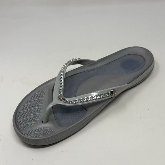 Cheeks Tony Little Exercise Sandals Womens 11 Gray Silver Chain Thong Comfort - Picture 7 of 16